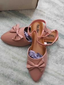 Cute Pink Bow Flats with Ankle Strap