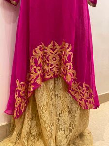Beautiful thread work pink top with shimmer pant