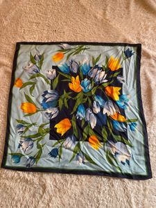 Vibrant Floral Print Silk Scarf