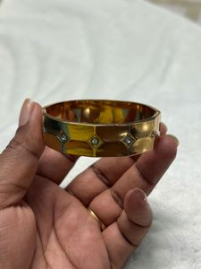Gold Tone Bangle with Crystals