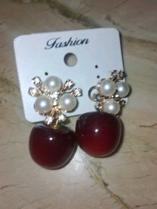 Cute Cherry Pearl Dangle Earrings