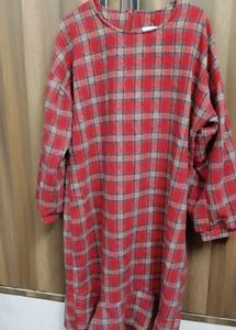 Red Plaid Ruffle Hem Mini Dress