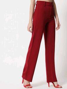 Women's Chic Red Regular Fit Trouser