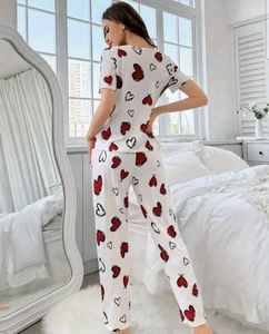 Cute Heart Print Pajama Set