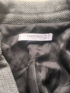 Mango suit blazer in a grey herringbone pattern wi