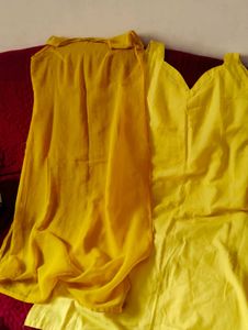 Beautiful Yellow Kurta Set chudidar model styl