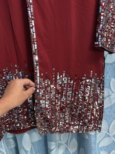 Embellished Maroon sequence work shrug