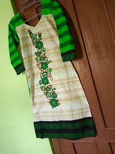 Beautiful Cotton Kurta With Churidar And Dupatta