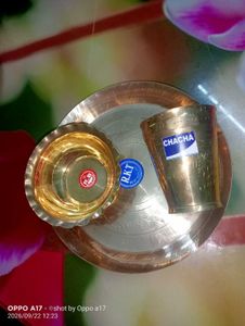 Brass Pooja Thali Set with cotton saree