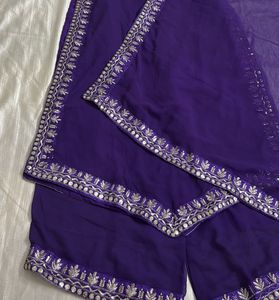 royal Purple Palazzo Pants with Embellishment
