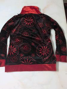 Velvet Print High Neck Top