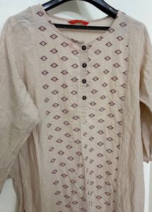 Light Beige Printed Kurta