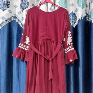 Maroon Embroidered Anarkali Style Gown