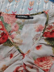 Chic Floral Print Sheer Blouse
