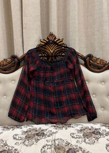 Red Plaid Long Sleeve Top