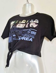 Y2K Oversized Graphic Tie-Front Top