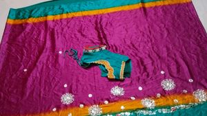 Vibrant Saree with Embellishments