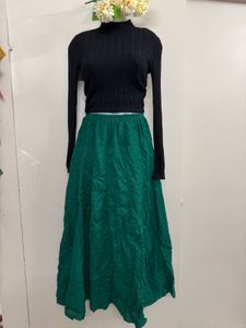 Ethnic Green Skirt