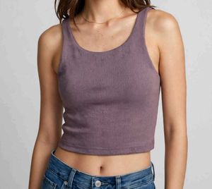 Ribbed Knit Crop Tank Top With Pads