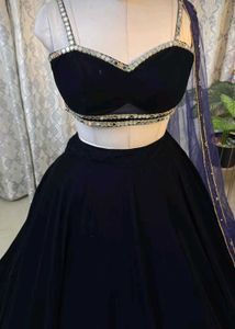 Elegant Black Velvet Lehenga Choli Set