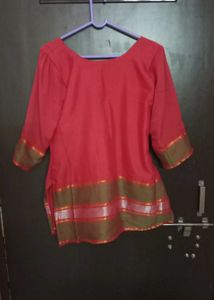 Elegant Red Kurta with Golden Border