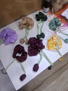 Scrunchies with Flower Charms 3