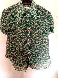 Green Floral Print top for women