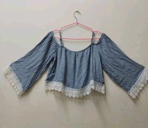 Off-shoulder Lace Trim Top