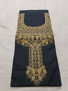 Fancy Golden Neck Work On Black Suit