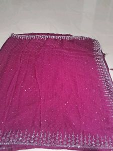Maroon Embellished Saree