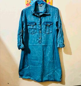 Blue Denim Long Tunic Shirt