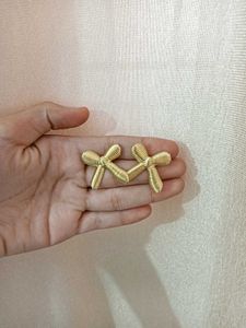Gold Tone Cross Earrings