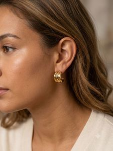 Chunky Gold Tone Hoop Earrings