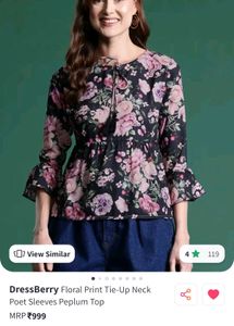 DressBerry Floral Peplum Tie-Up Top