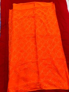Orange Embroidered Saree( pure chiffon)✨