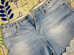 Studded Denim Shorts