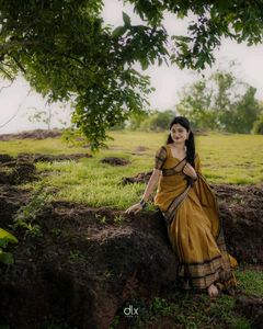 Elegant Mustard &amp; Black Saree