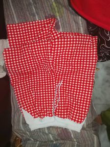 Red Gingham Wide Leg Pants