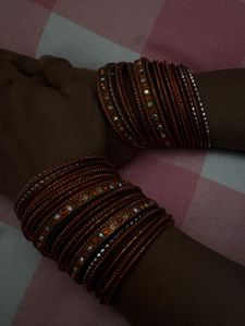 Beautiful Traditional Copper Orange Stone Bangle