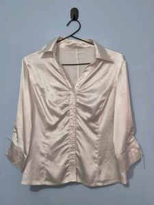 Elegant Ruched Satin Blouse