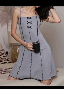 Comfy Grey Lace-Up Nightgown