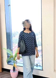 Stylish Printed Navy Blue Top