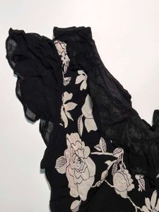Black Floral Sheer Blouse