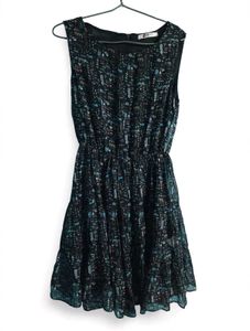 Black Printed Sleeveless Mini Dress