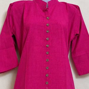Pink Cotton Long Kurta for Women | Bust 36 |Length