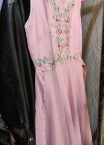 Chic Embroidered Pink Dress