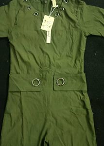 Olive Green Eyelet Detail Dress