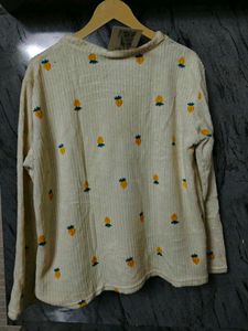 Cute Cream Pineapple Print Top