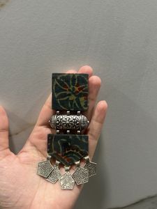 Handmade Block Print Silver Earrings