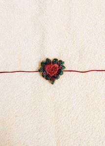 Handmade Embroidered Rakhi with Heart Design